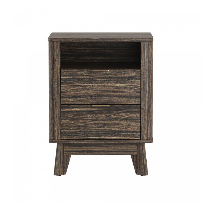 Orlen Mid-Century Modern 2-Drawer Multi-Purpose Nightstand & End Table in Jacobean Walnut