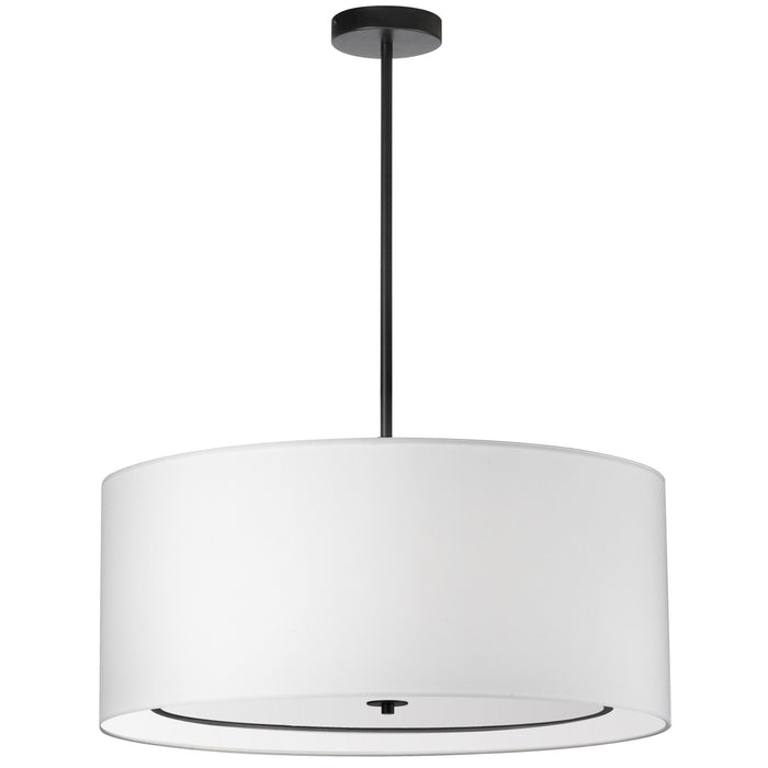 Dainolite Porscha 4 Light Pendant Medium Matte Black White Shade Lamp