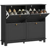 HOMCOM Narrow Shoe Cabinet with 4 Flip Drawers 5 Legs for Entryway Black
