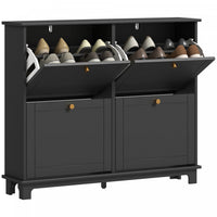 HOMCOM Narrow Shoe Cabinet with 4 Flip Drawers 5 Legs for Entryway Black
