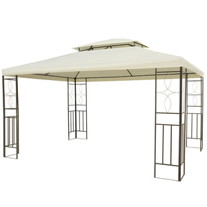 Outsunny 10x13ft Sun Shelter Patio Steel Gazebo Outdoor Party Event Canopy Vented Roof Cream White