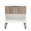 Dumbo Modern 20\" Fluted Nightstand in Rustic Gray and White (1-Drawer)