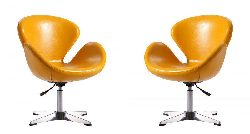 Raspberry Modern Upholstered Swivel Lounge Chair in Yellow - Set of 2 Accent Chair