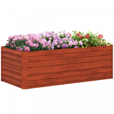 Outsunny Raised Garden Bed Metal Planter Box with Reinforced Rods, Rustic Brown