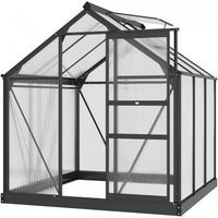 Outsunny 6' X 6' Clear Polycarbonate Greenhouse Walk-in Green House Garden Plants Grow Galvanized Ba