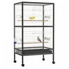 Pawhut 30x20.5x54-inch Bird Cage Parrot Macaw Finch Cockatoo Flight Cage With Wheels Black/white