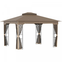 Outsunny 10' X 12' Patio Gazebo, Double roof Outdoor Canopy Shelter With Corner Frame And Mesh Netti