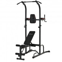 Soozier Multi-function Training Stand Power Tower Station Gym Workout Equipment With Sit Up Bench, P