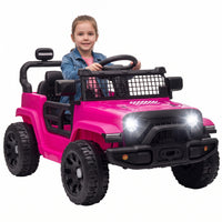 Qaba Electric Car for Kids, 12V Battery Powered Ride on Truck Car with Remote Control, Dual Motors, Rear Suspension, Soft Start, 3 Speeds, Music, LED Lights, for 3-8 Years, Pink