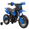 Qaba 12V Kids Electric Motorcycle, Battery Powered Ride on Motorcycle with Training Wheels, Electric Dirt Bike with Rear Suspension, Horn for Boys Girls 3-6 Years, Blue