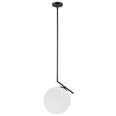 Dainolite Orion 1 Light Pendant Matte Black Opal White Glass Lamp|Luminaire suspendu Orion de Dainolite en verre blanc opale, avec fini noir mat et 1 ampoule