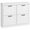 HOMCOM Narrow Shoe Cabinet for Entryway with Flip Drawers Adjustable Shelf