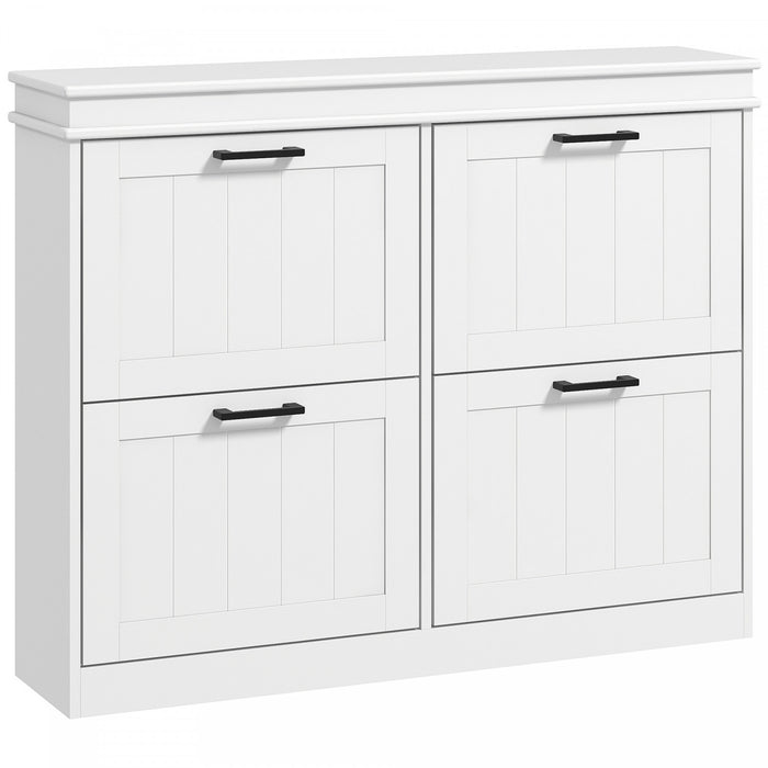 HOMCOM Narrow Shoe Cabinet for Entryway with Flip Drawers Adjustable Shelf