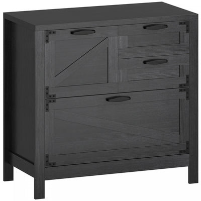 HOMCOM 4 Drawer File Cabinet Filing Cabinet for Letter/A4/Legal Files Black