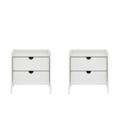 Coney Mid-Century Modern 20" Nightstand in White (2-Drawer) - Set of 2 | Table de nuit Coney style mid-century moderne 20" en blanc (2 tiroirs) - Lot de 2
