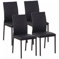 HOMCOM Dining Chairs Faux Leather Accent Chairs, Set of 4, Black