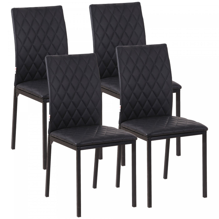 HOMCOM Dining Chairs Faux Leather Accent Chairs, Set of 4, Black
