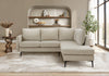 Upholstered Sofa Sectional, 86\" Wide, Beige Fabric, Black Metal Legs Sectional