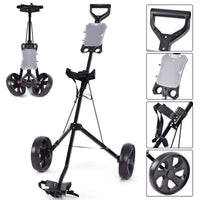Costway Folding 2 Wheel Push Pull Golf Club Cart Trolley Swivel Scoreboard Lightweight