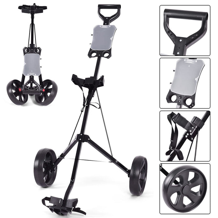 Costway Folding 2 Wheel Push Pull Golf Club Cart Trolley Swivel Scoreboard Lightweight