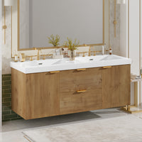 Hudson 59.3-Inch Double Sink Bathroom Vanity with Soft-Close Storage,Wood 
