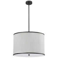 Dainolite Prudy 4 Light Pendant Matte Black White Pleated Shade Lamp