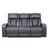 Kingsley 78 in. Leather Match Power Reclining Sofa with Storage Console and USB - Black | Sofa inclinable electrique Kingsley de 78 po en cuir assorti avec console de rangement et USB - Noir