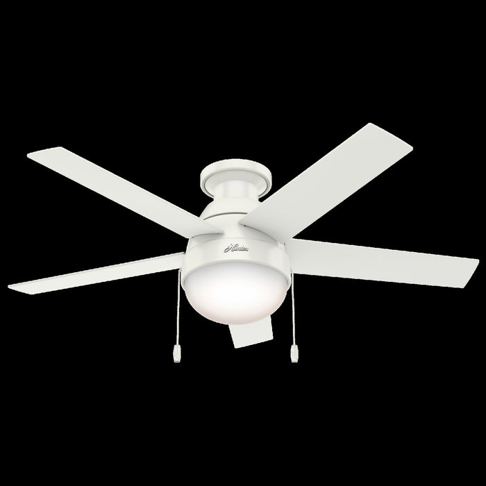 Anslee Low Profile Ceiling Fan with Light Fixture - White