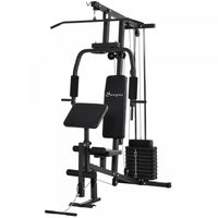 Soozier Multifunction Home Gym Equipment, Strength Training Workout Station With 100lbs Weight Stack