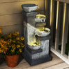 Outsunny 4-Tier 33.5\" Outdoor Waterfall Fountain with LED Lights, Pump Grey