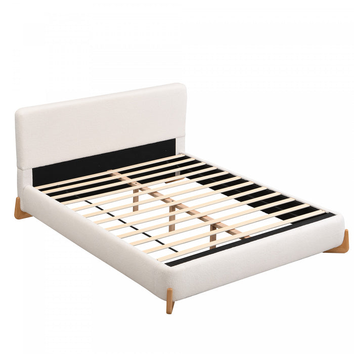 Olivia Elegant Comfortable Upholstered Bed,King Size,White King Bed