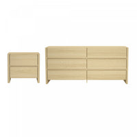 Linda Modern 2-Piece Dresser and Nightstand in Natural Oak 