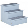 Pawhut Pet Steps 3-step Dog Stairs For Small Dogs Cats And Wooden Ramp With Storage Box Carpet Tread, Grey