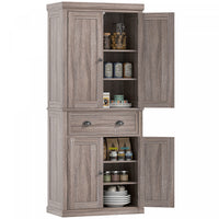 HOMCOM Kitchen Pantry Storage Cabinet, Tall Pantry with Drawer Wood Grain