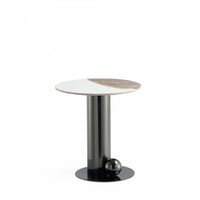 Laurel Modern Glam Sintered Stone Top End Table in Black 