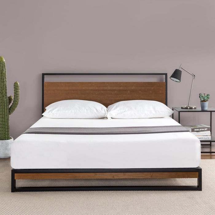 Suzanne Wood and Metal Platform Bed with Headboard - King Size