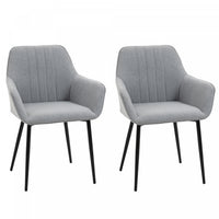 HOMCOM Dining Chairs Set of 2, Upholstered Accent Chairs with Metal Legs