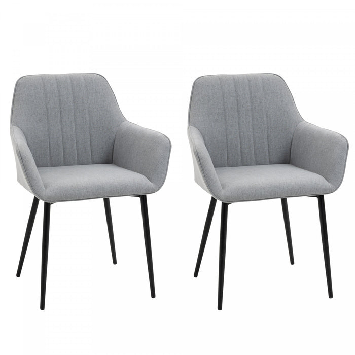 HOMCOM Dining Chairs Set of 2, Upholstered Accent Chairs with Metal Legs