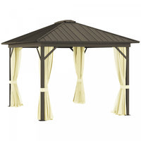 Outsunny 10' X 12' Hardtop Gazebo Canopy With Galvanized Steel Roof, Aluminum Frame, Permanent Pavil