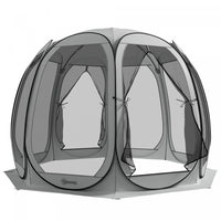 Outsunny 11' X 11.5' Screen Tent, Pop Up Gazebo With 2 Doors, Grey