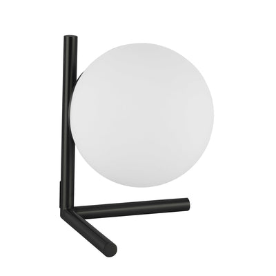 Dainolite Folgar 1 Light Table Lamp Matte Black Finish Opal White Glass|Lampe de table Folgar de Dainolite en verre blanc opale, avec fini noir mat et 1 ampoule
