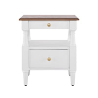 Emma 2-Drawer Wooden Bedroom Nightstand with Non-Slip Feet, Milk White
