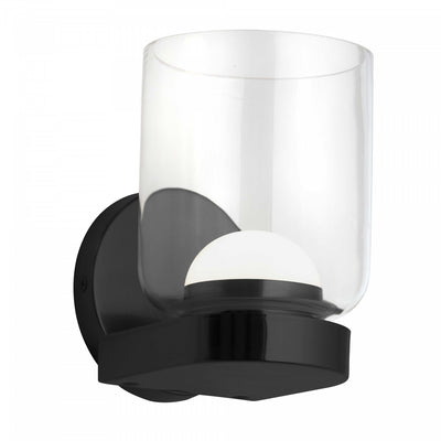 Dainolite Nadine LED Wall Sconce 10w Matte Black Clear Glass Lamp|Applique murale Nadine de Dainolite en verre transparent, avec fini noir mat et ampoule à DEL de 10 W