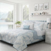Reversible 3-Piece King Quilt Set, Blue & White Floral Microfiber Bedding
