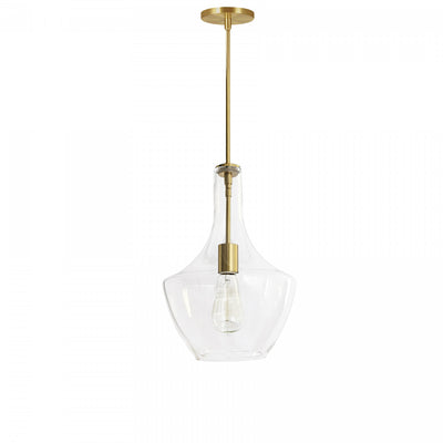 Dainolite Petalite 1 Light Pendant Small Aged Brass Clear Glass Lamp|Petit luminaire suspendu Petalite de Dainolite en verre transparent, avec fini laiton vieilli et 1 ampoule