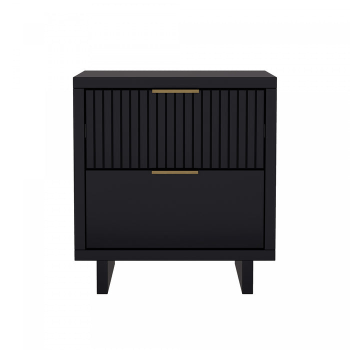 Elara Contemporary 18\" Solid Wood Nightstand in Black (2-Drawer)