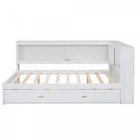 Diana Wood Full Daybed With Storage Shelves, Usb, Led - White 