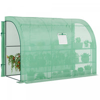 Outsunny Walk-in Lean-to Greenhouse Outdoor Gardening Green House, Green