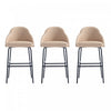 Gracie Modern Metal Upholstered Barstool in Tan and Black - Set of 3