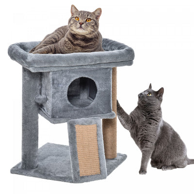 Pawhut Cat Tree, Small Cat Tower With Perch, Scratching Post, Cat Condo, Toy Ball For Kitty, Indoor |Pawhut Arbre A Chat, Petite Tour Pour Chat Avec Perchoir, Arbre A Chat, Condo Pour Chat, Balle Jouet